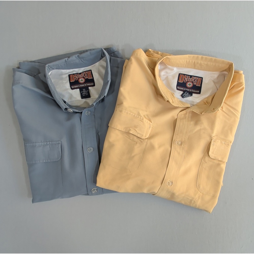 RARE Lot of 2 Duluth Trading Co Vented Fishing Shirts Mens 2XL 3/4 Sleeve 63014